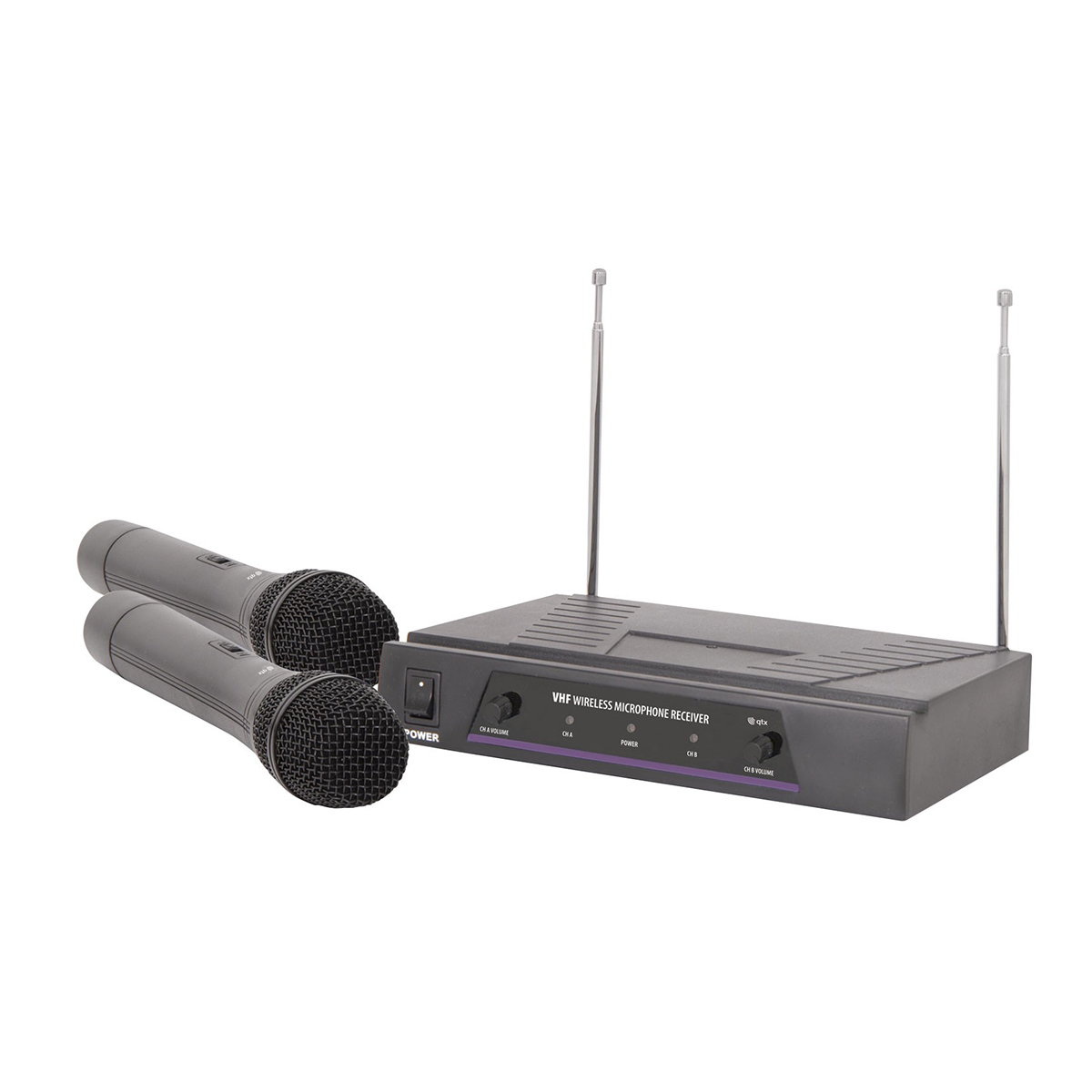 QTX VH2 Dual Handheld Microphone VHF Wireless System (173.8 + 174.8MHz)