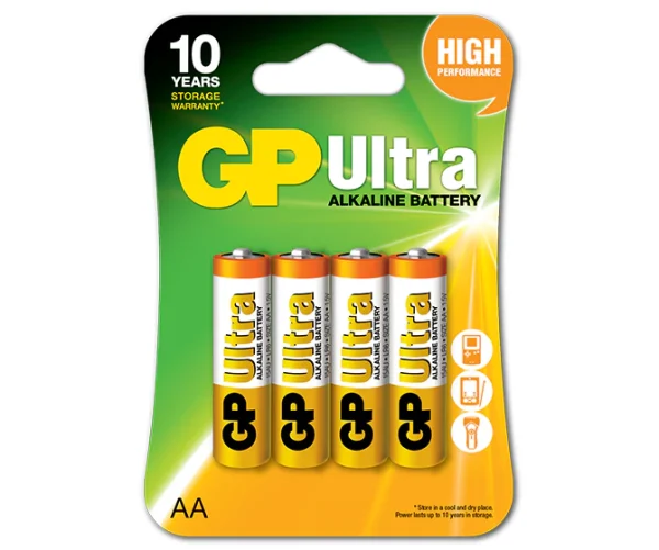 GP Ultra Alkaline Batteries AA 4 Pack