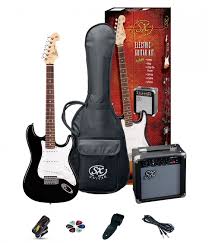 SX SE1 Strat Style Guitar Pack 3/4 Size Black