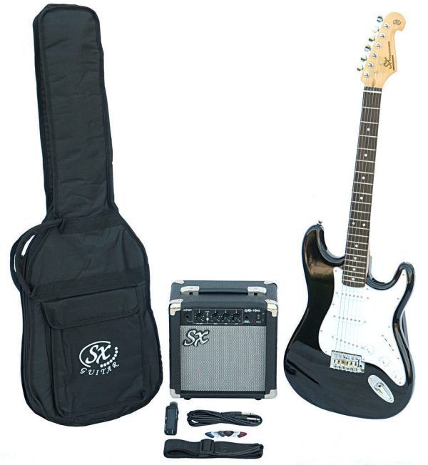 SX SE1 Strat Style Guitar Pack Black