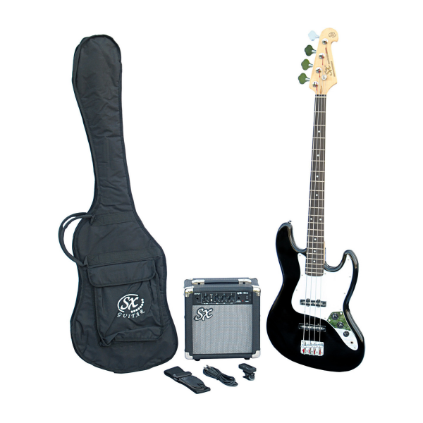 SX SB1 Jazz Bass Guitar Kit Black