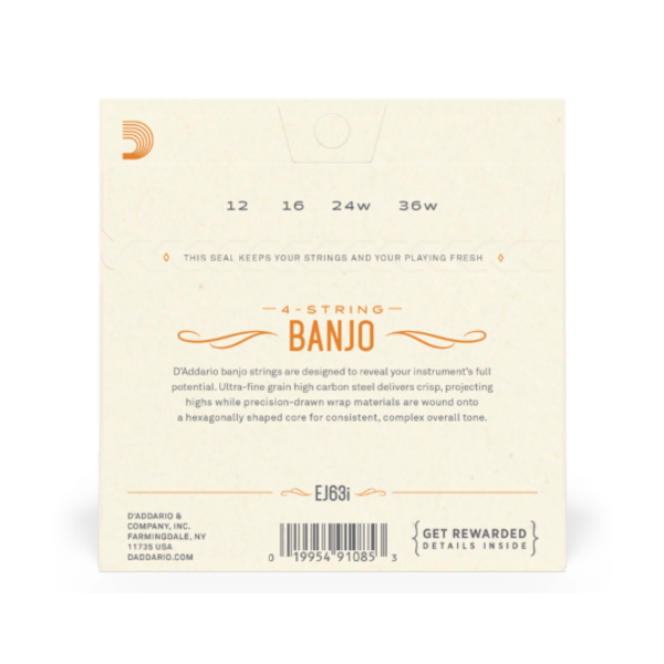 Daddario EJ63I Irish Tenor Banjo Strings Nickel 12-36