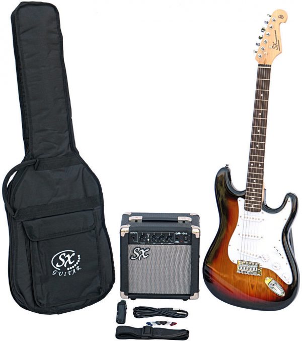 SX SE1 Strat Style Guitar Pack 3 Tone Sunburst