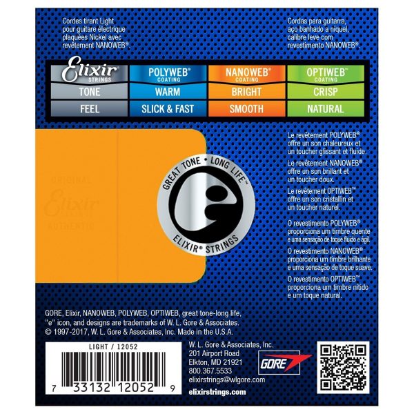 Elixir E12052 Nanoweb Light Electric Guitar Strings 10-46