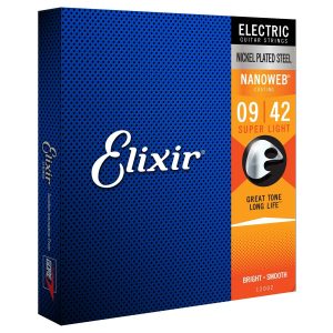 Elixir E12002 Nanoweb Super Light Electric Guitar Strings 09-42