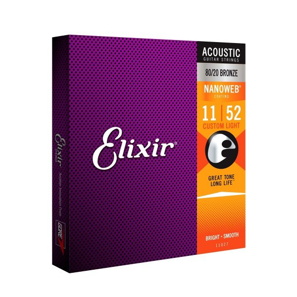 Elixir E11027 Nanoweb Custom Light Guitar Strings 11-52