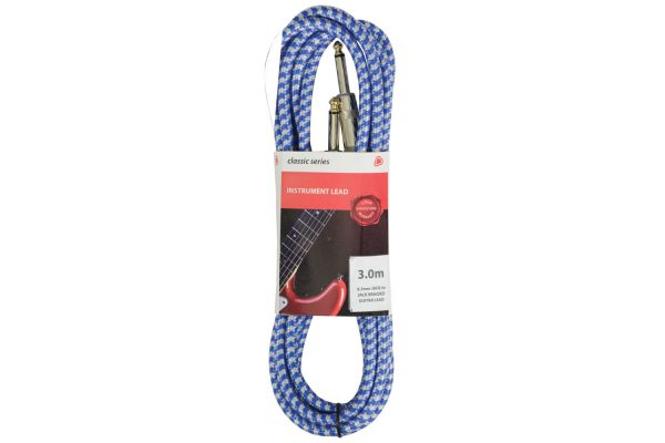 Chord Braided Guitar Cable 3 Metre Blue/White