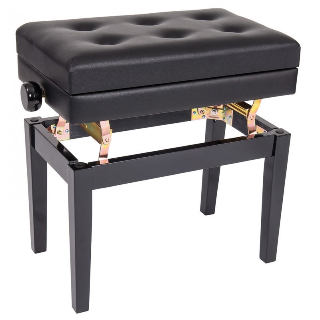 Kinsman Deluxe Adjustable Piano Bench with Storage - Black - Image 3
