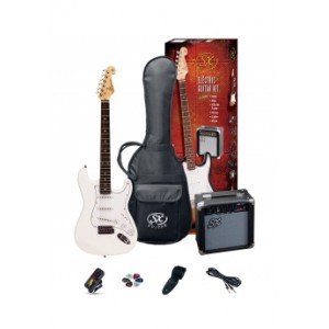 SX SE1 Strat Style Guitar Pack White