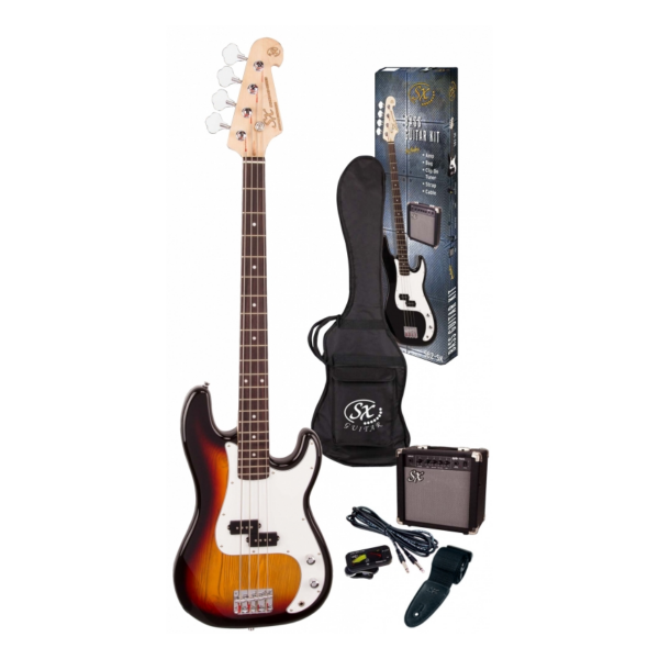 SX SB2 Precision Bass Kit 3 Tone Sunburst