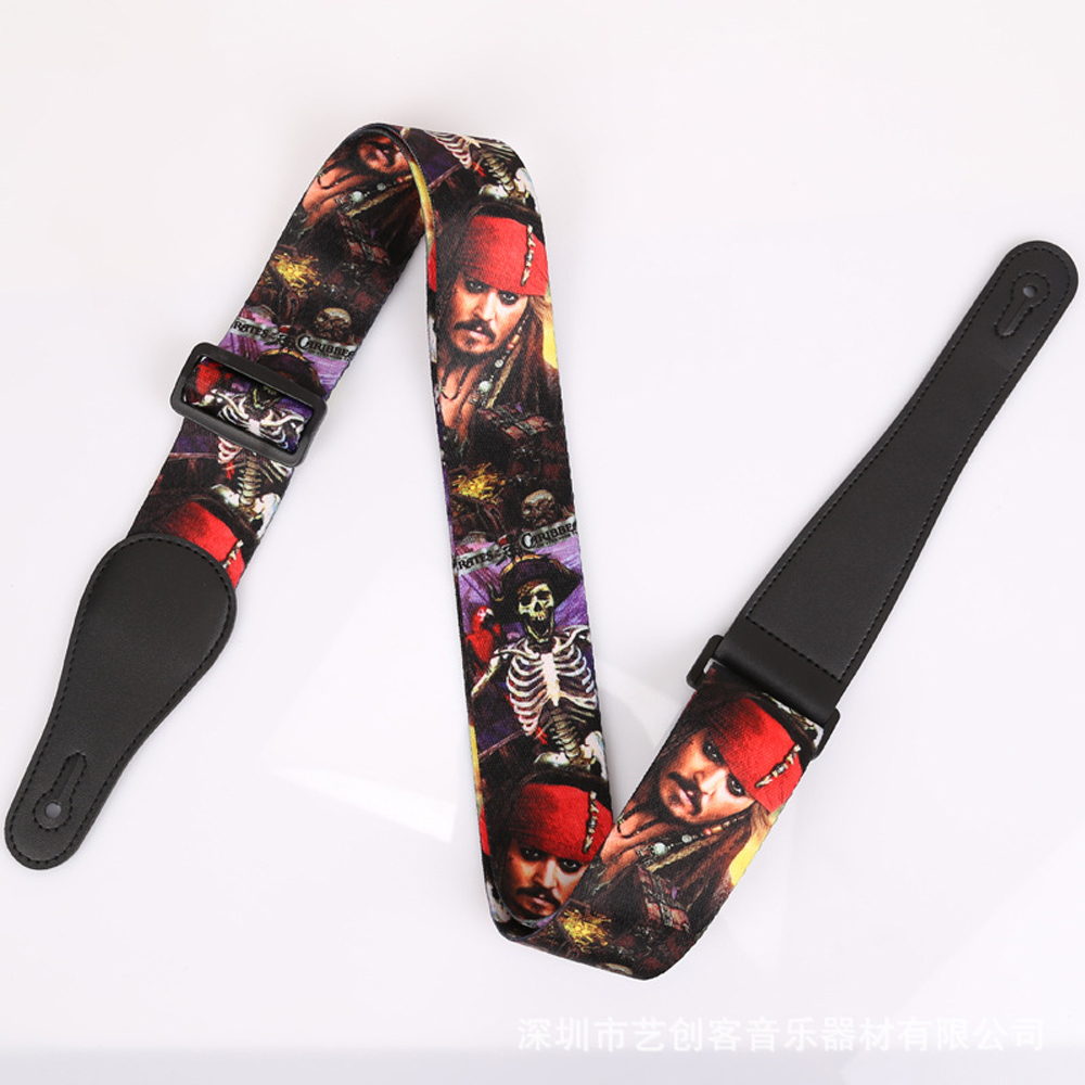 Buckle-Down GS-WDY379 Guitar Strap 2 Wide & 29-54 Length Pirates 4-Character Pose/Skeleton Cards Cream/Black/Red