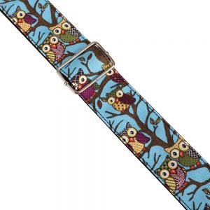 Owl Pattern Guitar Strap by Trax Neon Blue