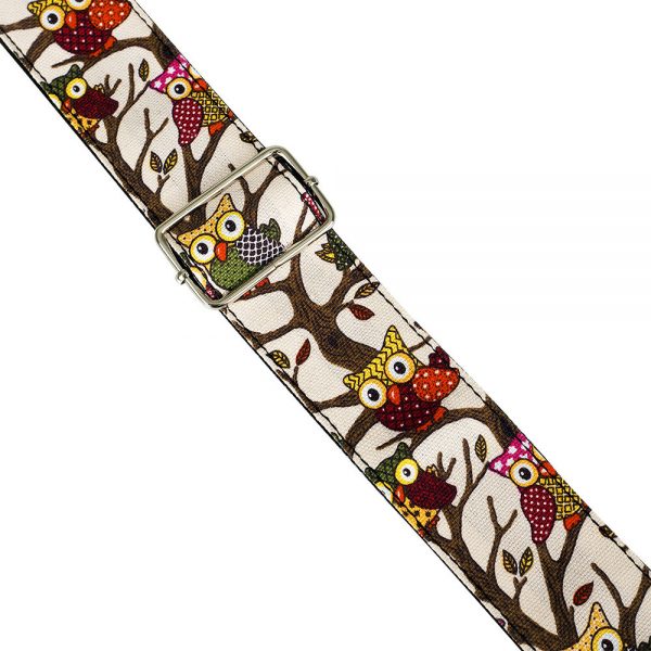 Owl Pattern Guitar Strap by Trax Light Brown
