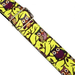 Owl Pattern Guitar Strap by Trax Neon Yellow