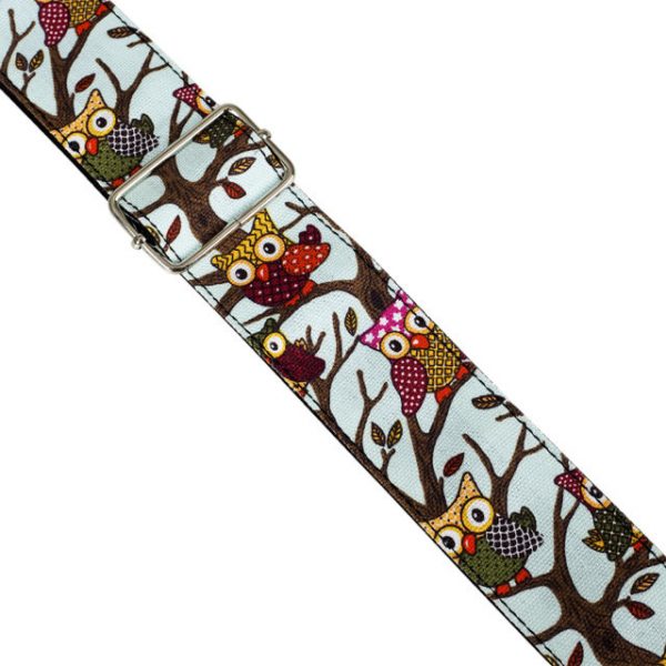 Owl Pattern Guitar Strap by Trax Light Blue