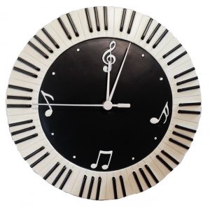 Wall Clock Round Keyboard & Music Symbols
