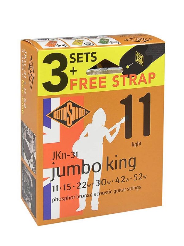 Rotosound JK11 Phosphor Bronze Guitar Strings 11-52 3 Pack