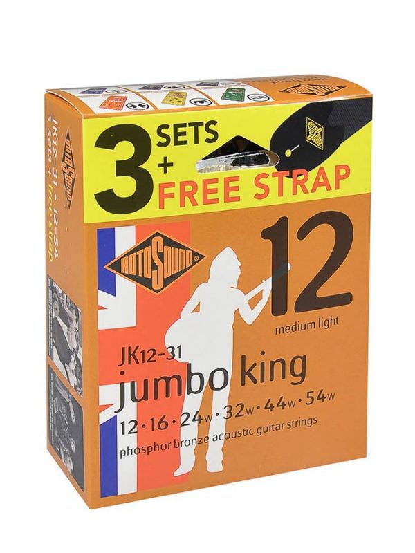 Rotosound JK12 Phosphor Bronze Guitar Strings 12-54 3 Pack