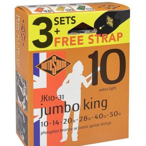 Rotosound JK10 Phosphor Bronze Guitar Strings 10-50 3 Pack