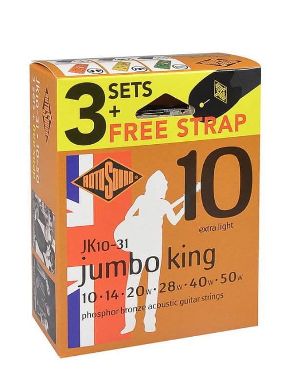 Rotosound JK10 Phosphor Bronze Guitar Strings 10-50 3 Pack