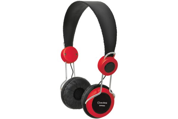 AV:Link Lightweight Headphones with In-line Microphone - Red