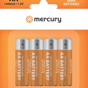 Mercury AA 1300mAh NiMH Rechargeable Batteries 4 Pack
