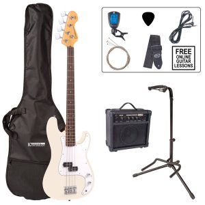 Encore E4 Bass Guitar Pack Vintage White