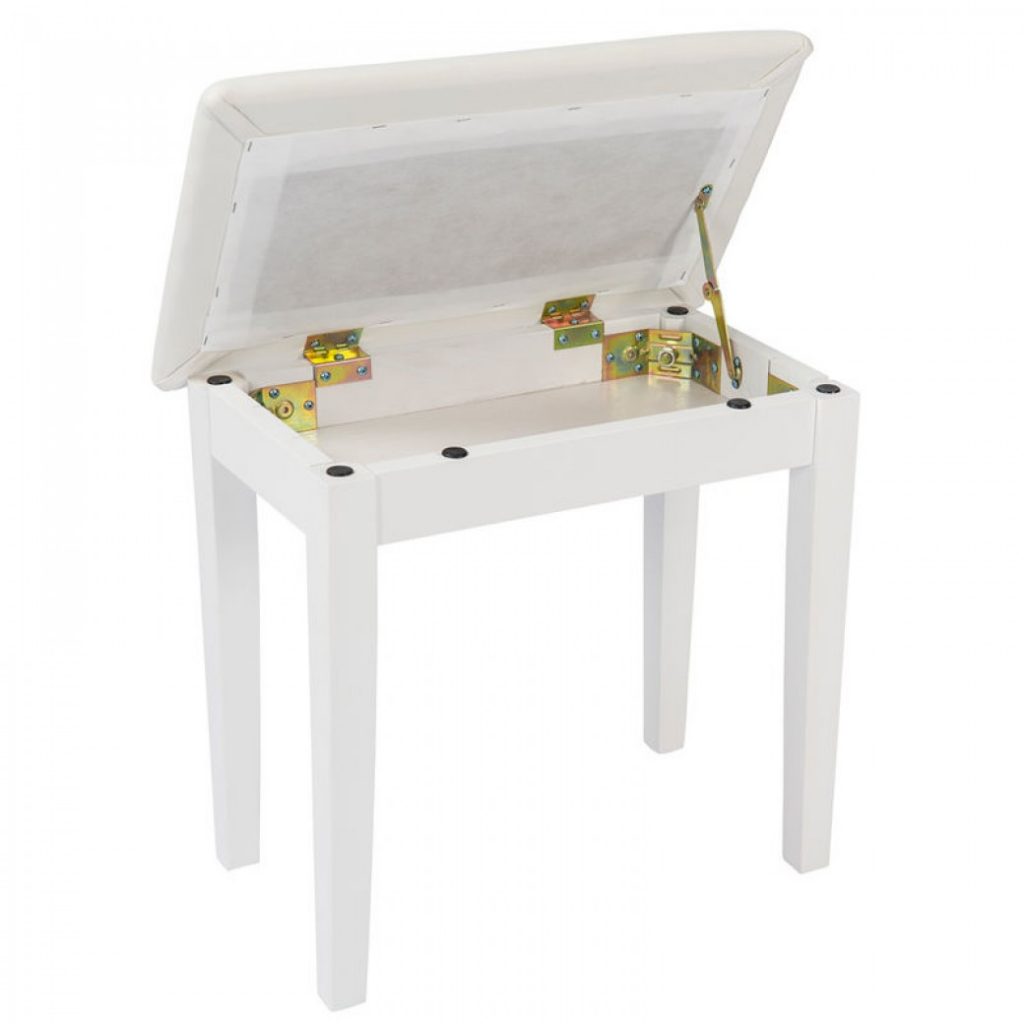 Kinsman Piano Bench with Storage White Trax Music Store