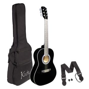 Koda 3/4 Size Acoustic Guitar Pack Steel String Black