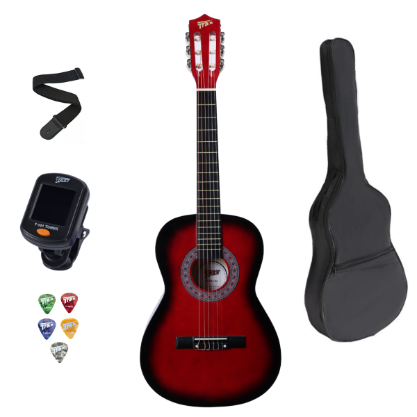 Trax 3/4 Size Classical Guitar Pack Redburst