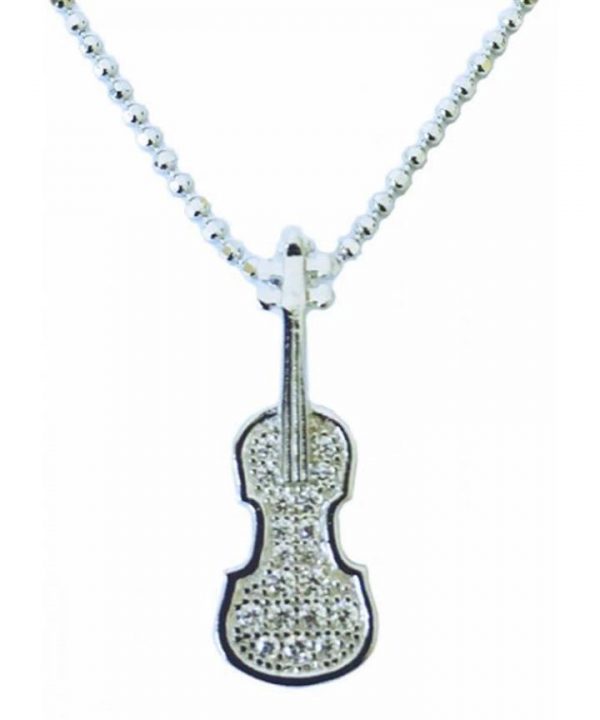 Sterling Silver Pendant Violin & Stones MGC Series