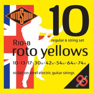Rotosound R10 8 Roto Yellows 8 String Guitar Set