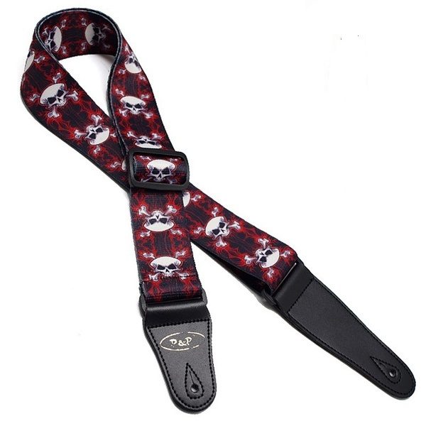 P&P Guitar Strap Red Skull