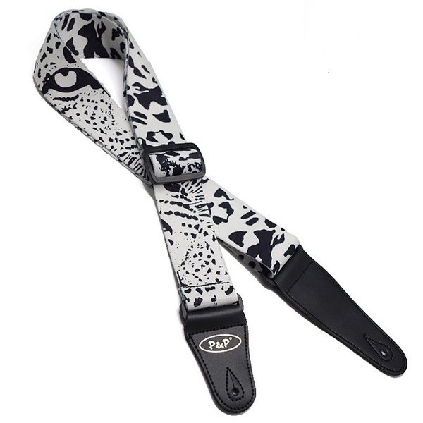 P&P Guitar Strap White Leopard