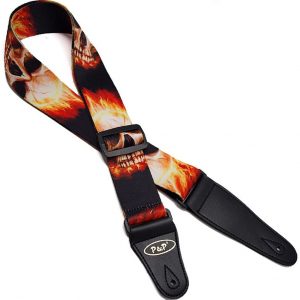 P&P Guitar Strap Fire Skull