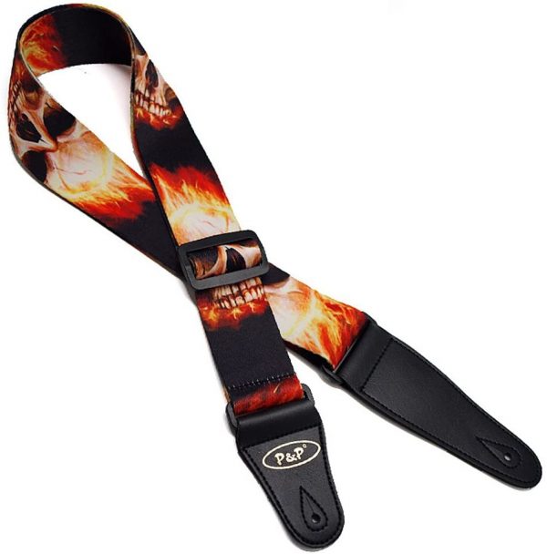 P&P Guitar Strap Fire Skull