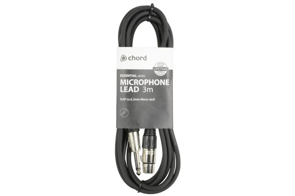 Chord Microphone Lead XLR Female to 6.3mm Jack 3 Metre