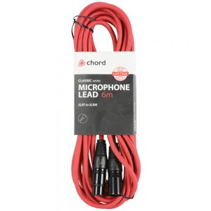 Chord Microphone Lead XLR Female to XLR Male 6 Metre Red