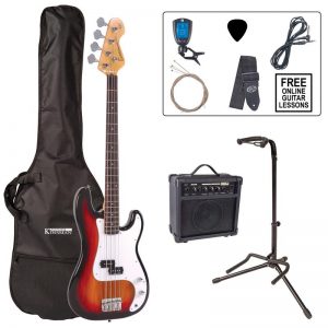 Encore E4 Bass Guitar Pack Sunburst