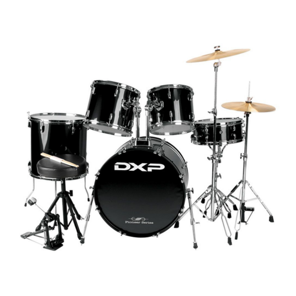 DXP JB1910C 5 Piece Beginner Drum Kit Black w/Chrome Hardware