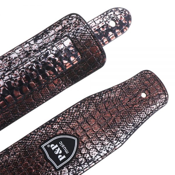 P&P PU Leather Guitar Strap Rose Gold Crocodile Print