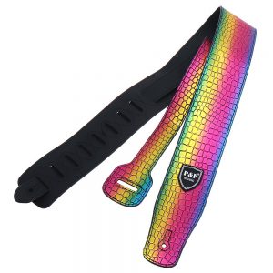 P&P PU Leather Guitar Strap Coloured Crocodile Print