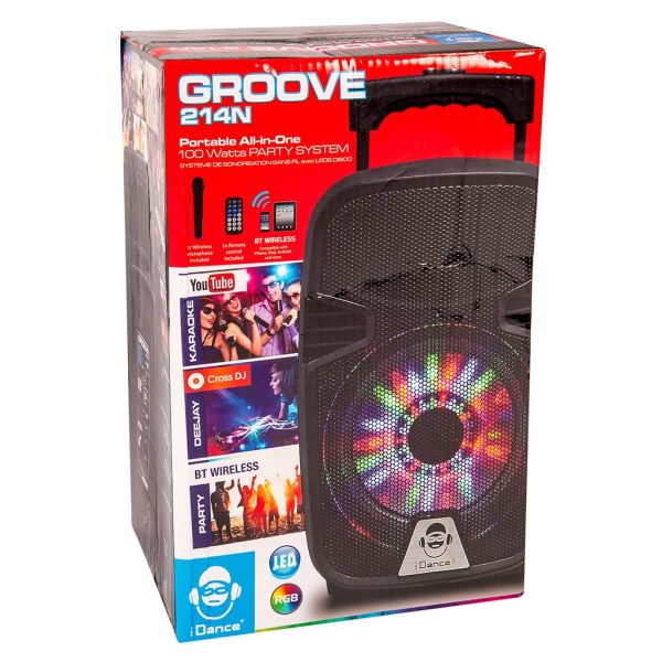 iDance Groove Bluetooth Party Box System w/Wireless Microphone