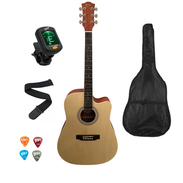 Trax MA41Q Dreadnought Acoustic Guitar Natural Guitar Pack