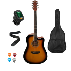 Trax MA41Q Dreadnought Acoustic Guitar Sunburst Guitar Pack
