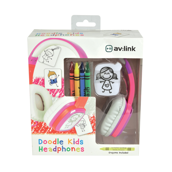 AV Link Childrens Customisable Doodle Headphones Pink