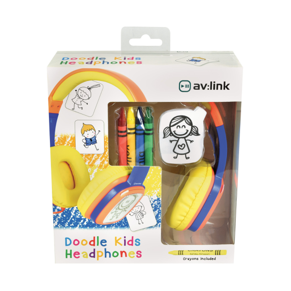 AV Link Childrens Customisable Doodle Headphones Orange