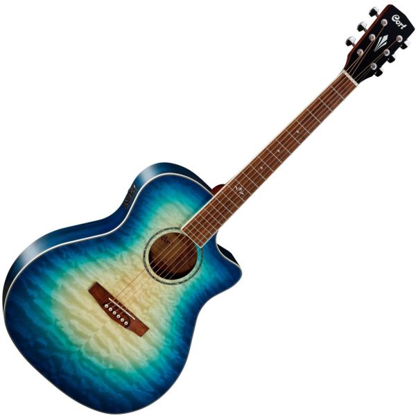 Cort GA-QF Grand Regal Series Electro Acoustic Coral Blue Burst