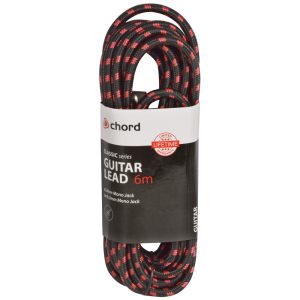 Chord Braided Guitar Cable 6 Metre Right Angled Black/Red