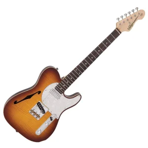 Vintage V72 Reissued Custom Spec TL Electric Guitar Flame Tobacco Burst